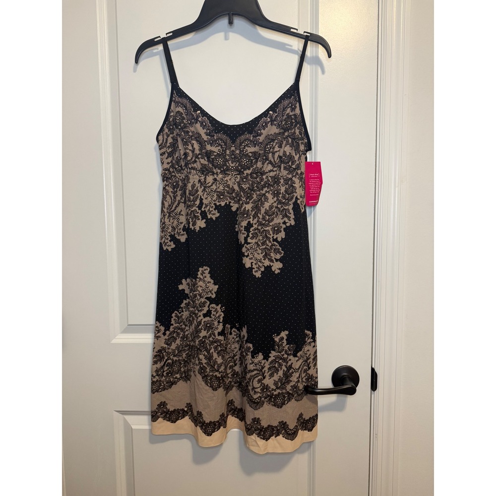 Commando Chemise Womens Large Black Beige NWT Antique Lace Sleep Dress SL208